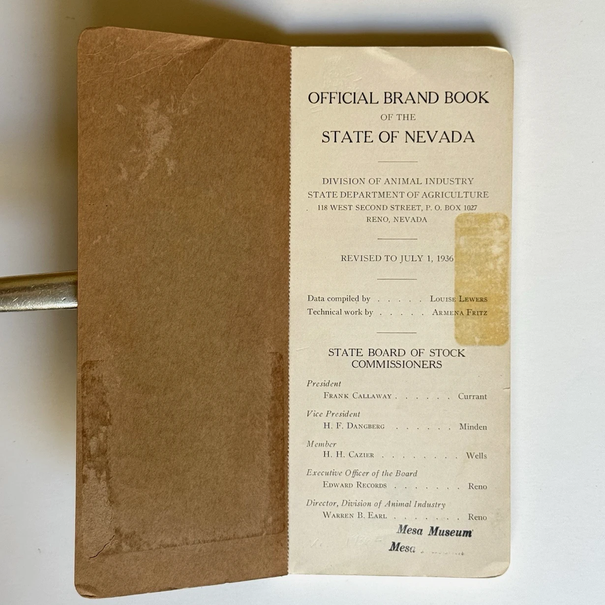 Official Brand Book of the State of Nevada