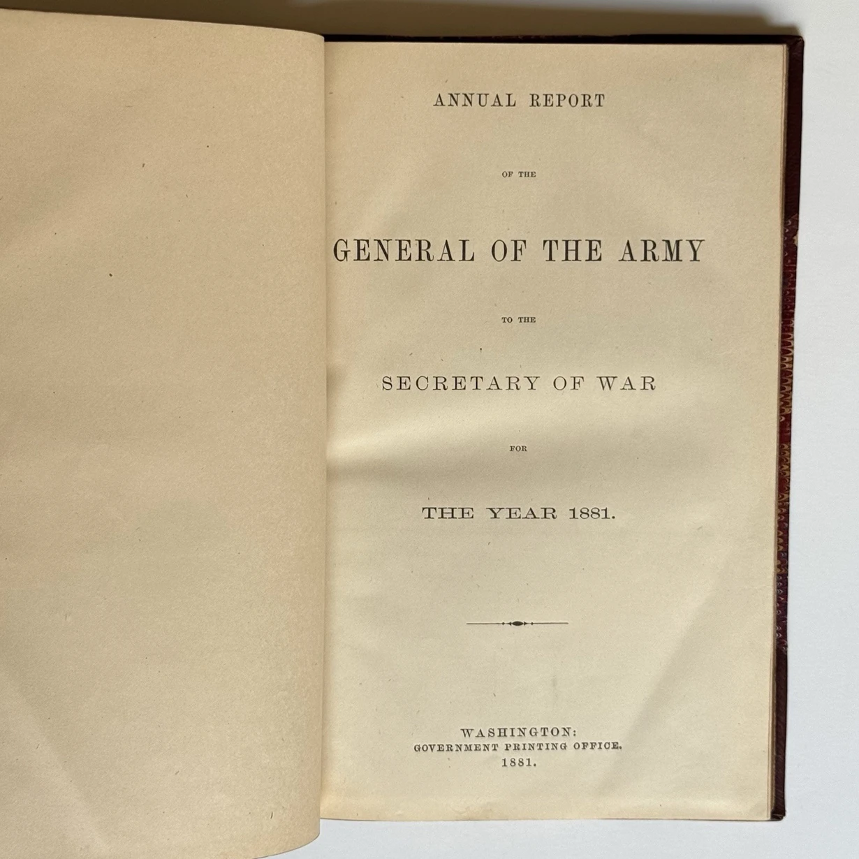 Annual Report of the General of the Army to the Secretary of War